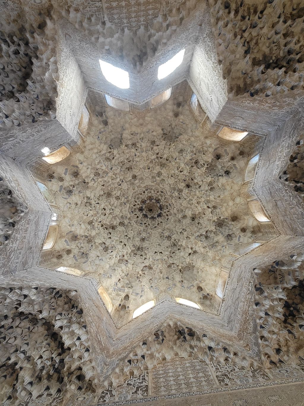 Bottom view of the ceiling of the Alhambra, commonly referred to as the Eighth Wonder of the World. Since visiting here, the other seven rapidly joined my lengthening bucket list of places to see.